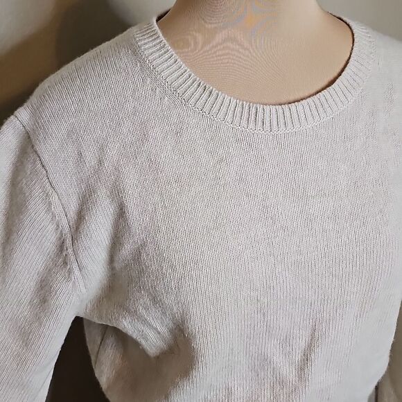 Theory Ivory Heather Rib Waist Wool Cashmere Long Sleeve Dress Large - Picture 5 of 10